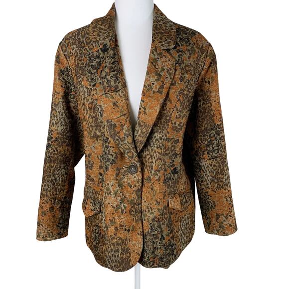 Coldwater Creek Jackets & Blazers - Vintage Coldwater Creek Size 18W Leopard Blazer Jacket Tapestry Fall Colors